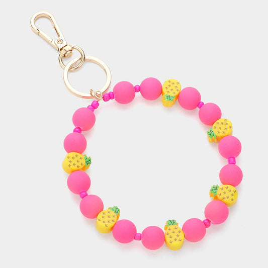 Madeline Love Pink Pineapple Accented Beaded Keychain / Bracelet - Bracelets