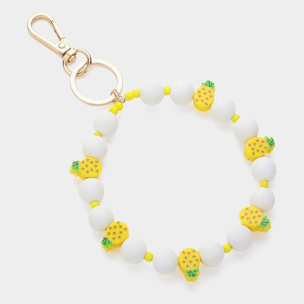 Madeline Love White Pineapple Accented Beaded Keychain / Bracelet - Bracelets