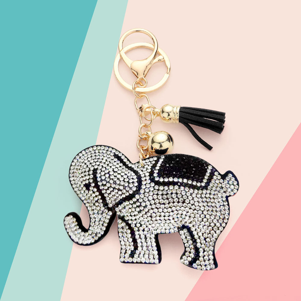 Madeline Love Clear Bling Elephant Tassel Keychain - Bags & Wallets