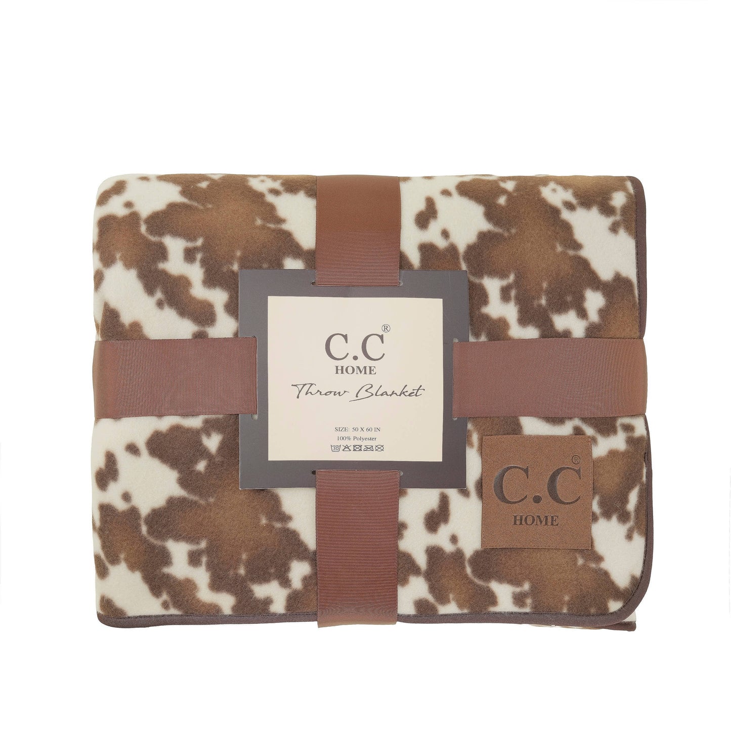 C.C Cow Print Pattern Throw Blanket With Sherpa