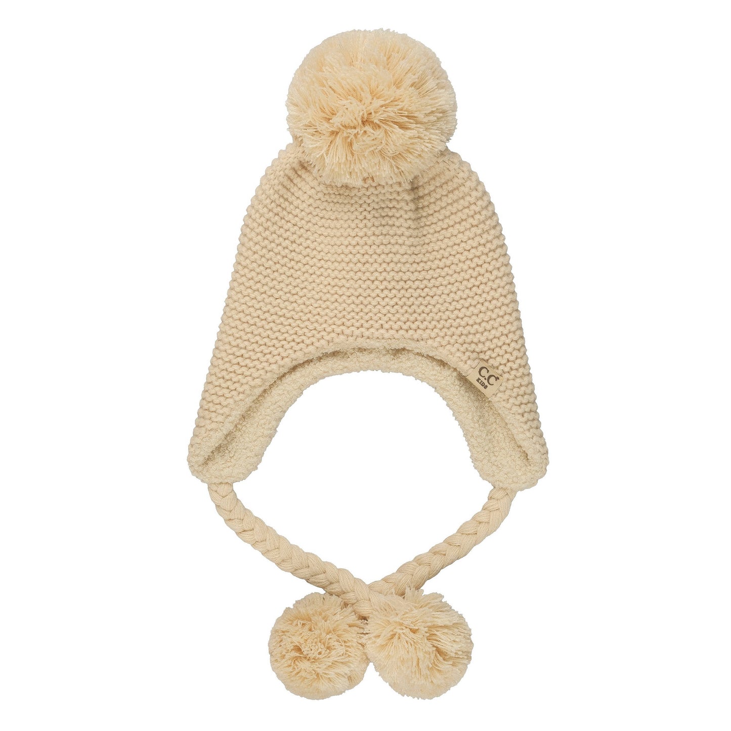 C.C Kids Knitted Trapper With Yarn Pom
