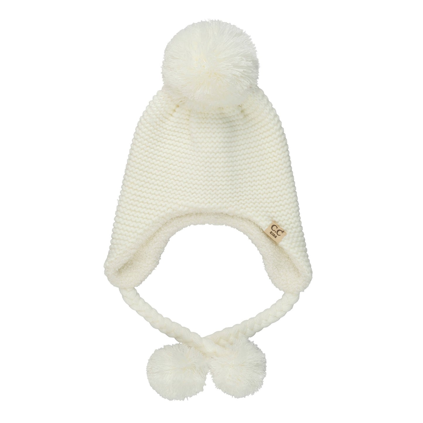 C.C Kids Knitted Trapper With Yarn Pom