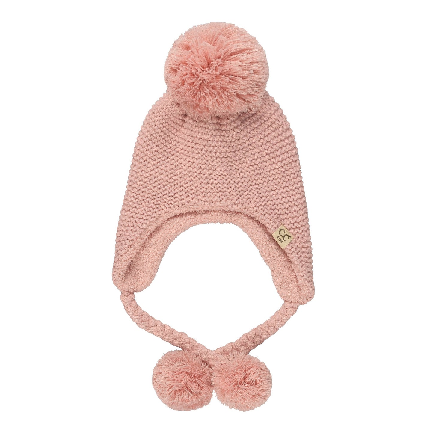 C.C Kids Knitted Trapper With Yarn Pom