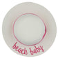 C.C Embroidered Brim Kids Straw Hat 100% Paper Straw Adjustable Strap