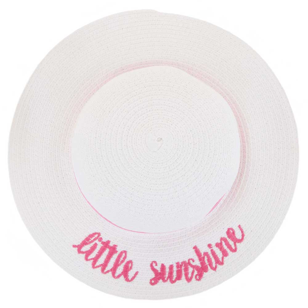 C.C Embroidered Brim Kids Straw Hat 100% Paper Straw Adjustable Strap