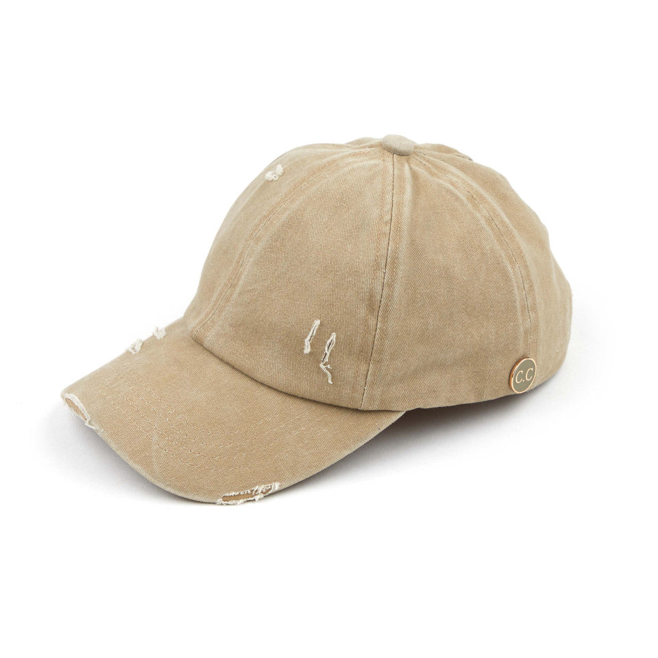 Khaki C.C BASEBALL PONYCAP is the perfect accessory for any sports enthusiast. Made with high-quality materials, this cap offers both style and functionality. With its comfortable fit and sleek design, it will keep you looking and feeling cool while you support your favorite team. Upgrade your game day look with the C.C BASEBALL PONYCAP.