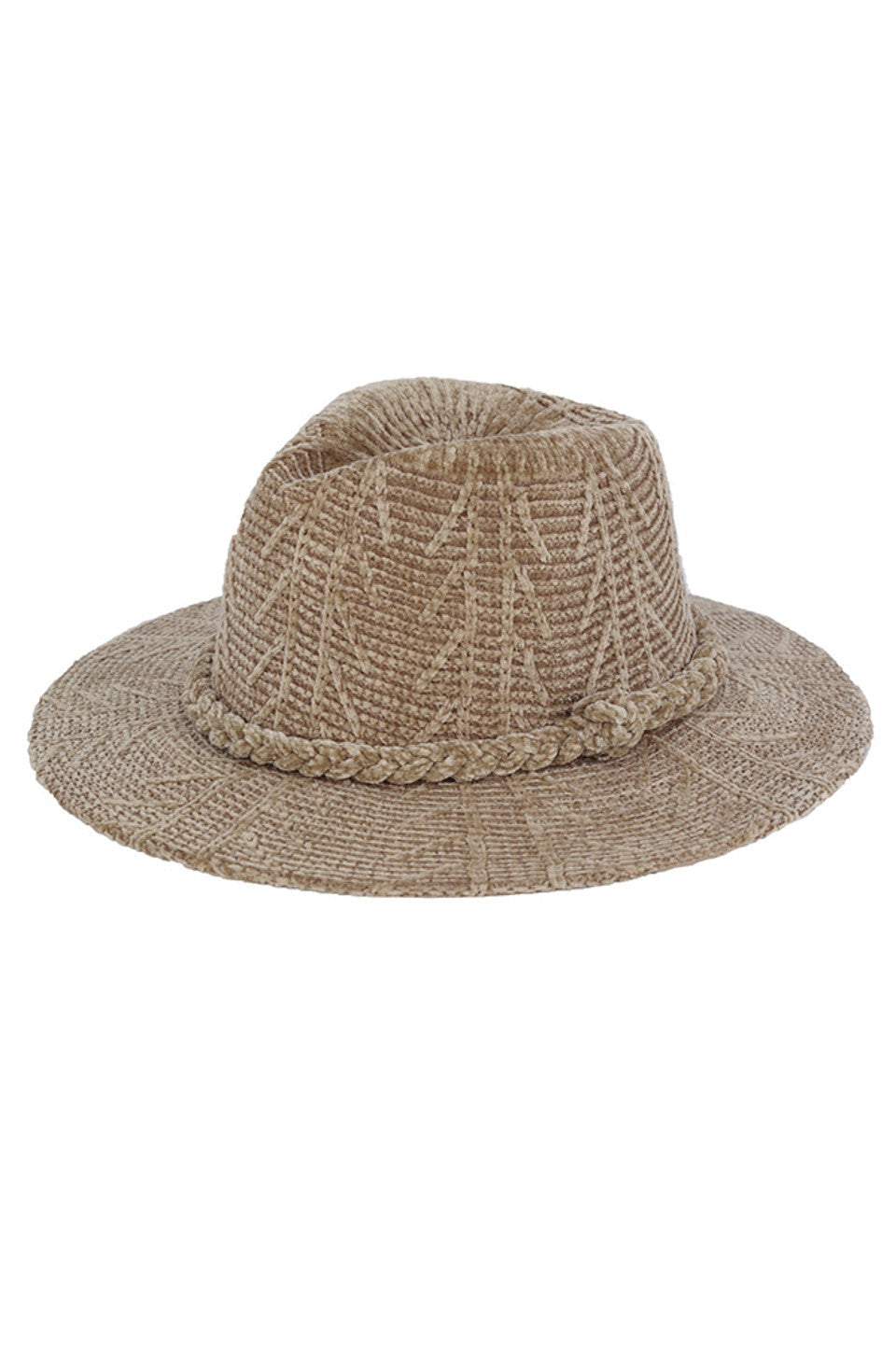 Khaki Chenille Pattern and Braided Band Winter Fedora combines thermal efficiency with sophisticated design. The textured chenille fabric provides exceptional warmth retention while maintaining breathability. The precision-crafted braided band creates visual interest and structural integrity. Designed with a classic silhouette that complements diverse facial structures, this fedora offers optimal protection against winter elements while elevating your seasonal wardrobe with architectural elegance. 