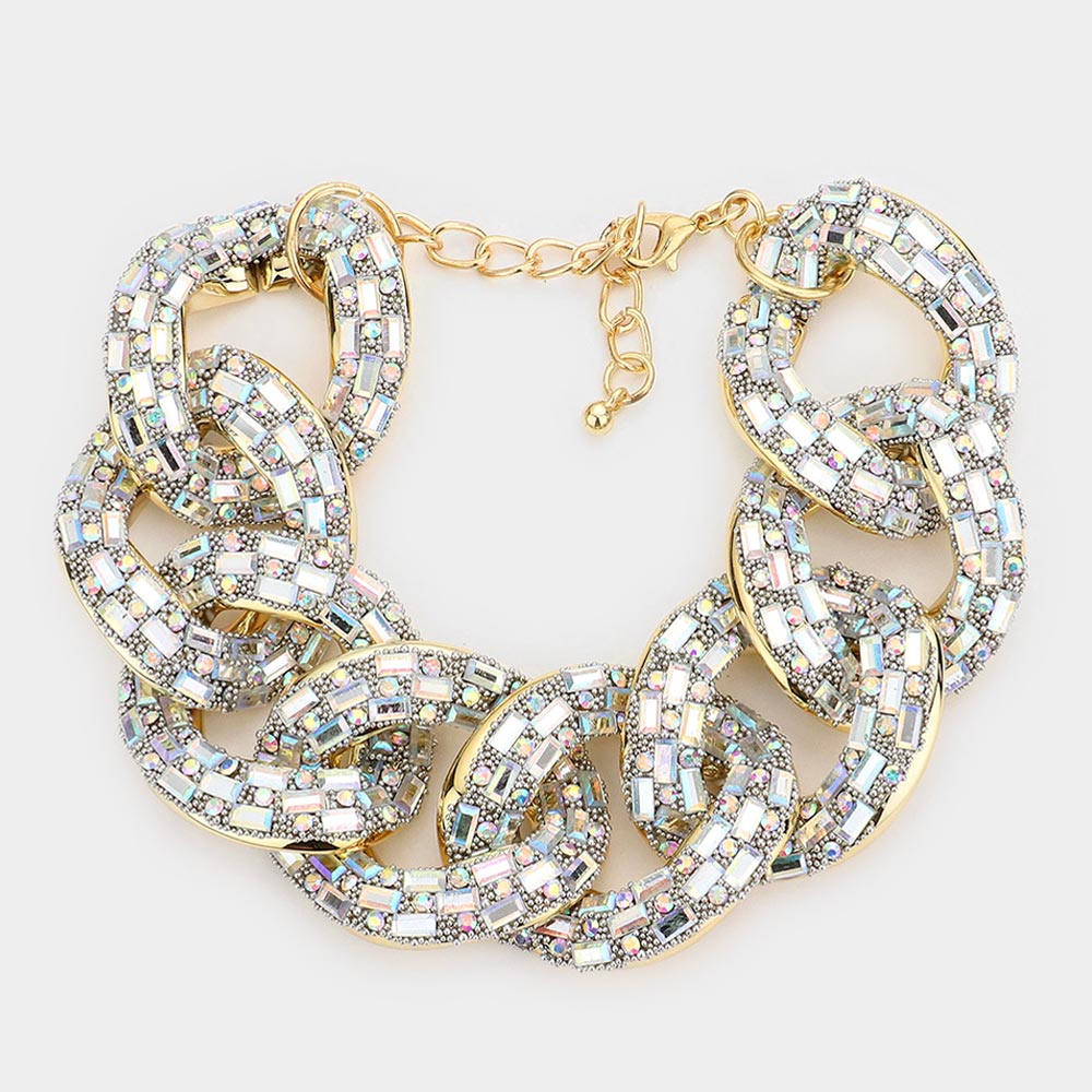 Madeline Love AB, Gold Stone Embellished Link Evening Bracelet