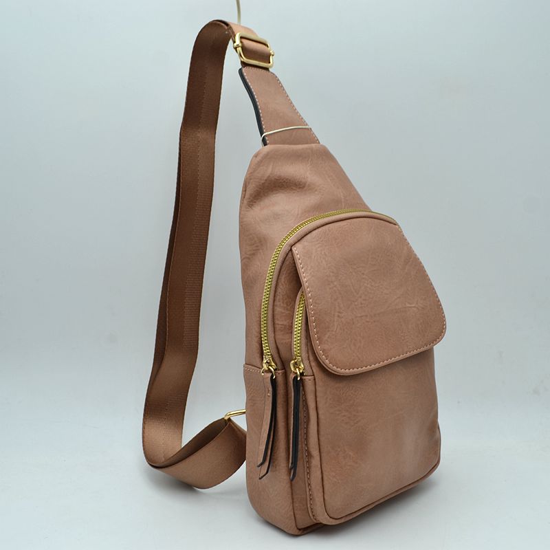 Ergonomic Structured Sling Backpack with Multi-Pocket Storage - Dusty Rose - Crossbody Bag