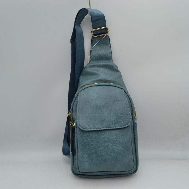 Ergonomic Structured Sling Backpack with Multi-Pocket Storage - Denim - Crossbody Bag