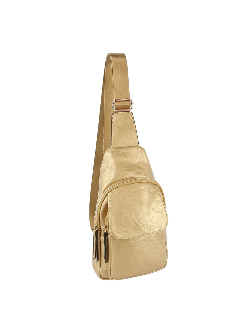 Ergonomic Structured Sling Backpack with Multi-Pocket Storage - Gold - Crossbody Bag