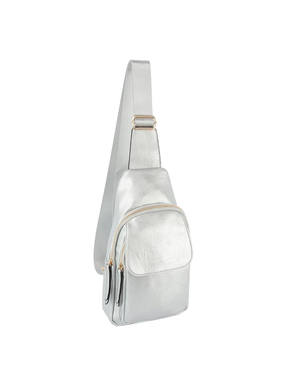 Ergonomic Structured Sling Backpack with Multi-Pocket Storage - Silver - Crossbody Bag