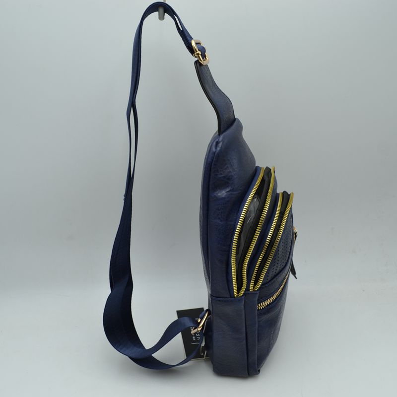 Perforated Sling Bag with Multi-Zipper Compartments - Sling Bag