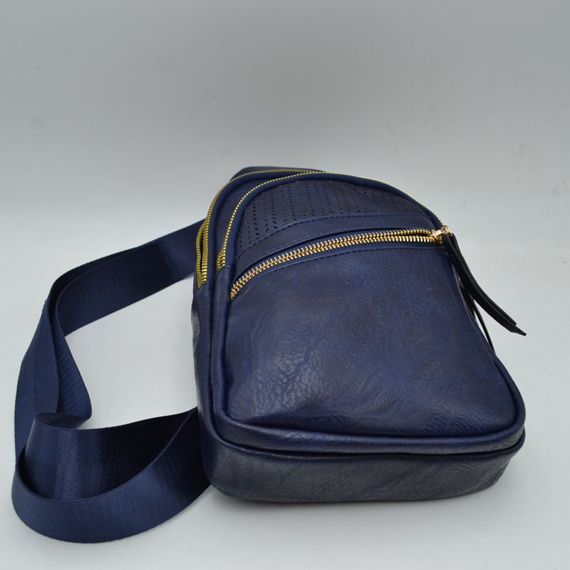 Perforated Sling Bag with Multi-Zipper Compartments - Sling Bag