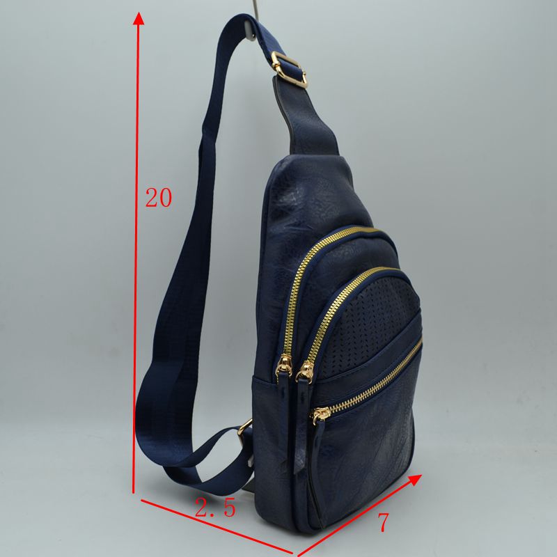 Perforated Sling Bag with Multi-Zipper Compartments - Sling Bag