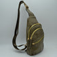 Perforated Sling Bag with Multi-Zipper Compartments - Olive - Sling Bag