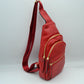 Perforated Sling Bag with Multi-Zipper Compartments - Red - Sling Bag