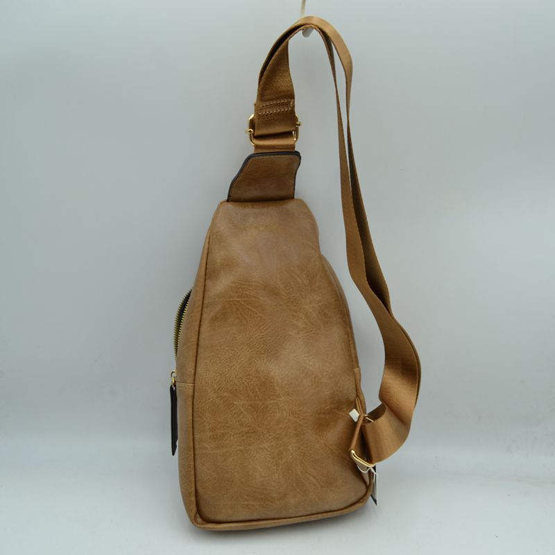 Braided Accent Sling Bag with Multi-Zipper Compartments - Sling Bag