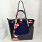 2-Piece Patent Floral Tote Bag and Matching Satchel Set - Tote Bag