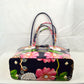 Glossy Patent Floral Tote Bag with Bow Accent and Double Handles - Tote Bag