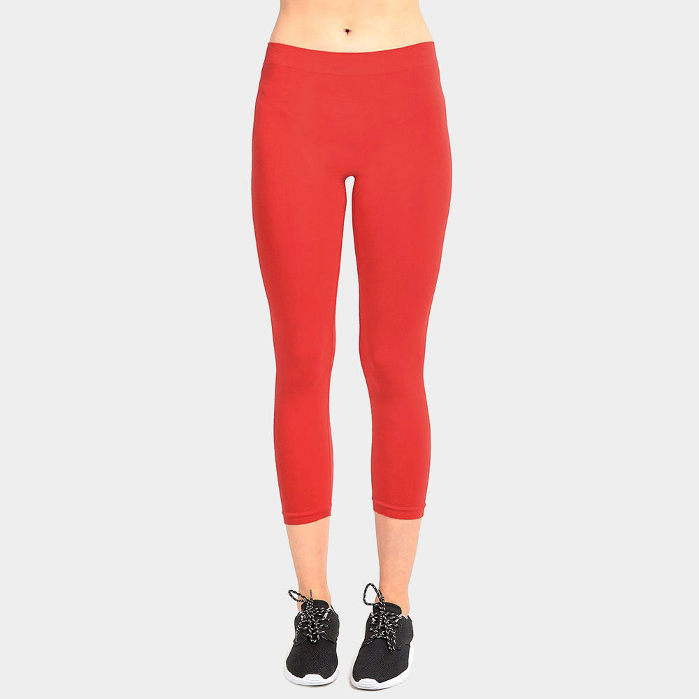 Madeline Love Red Ladies Solid Capri Leggings - Apparel