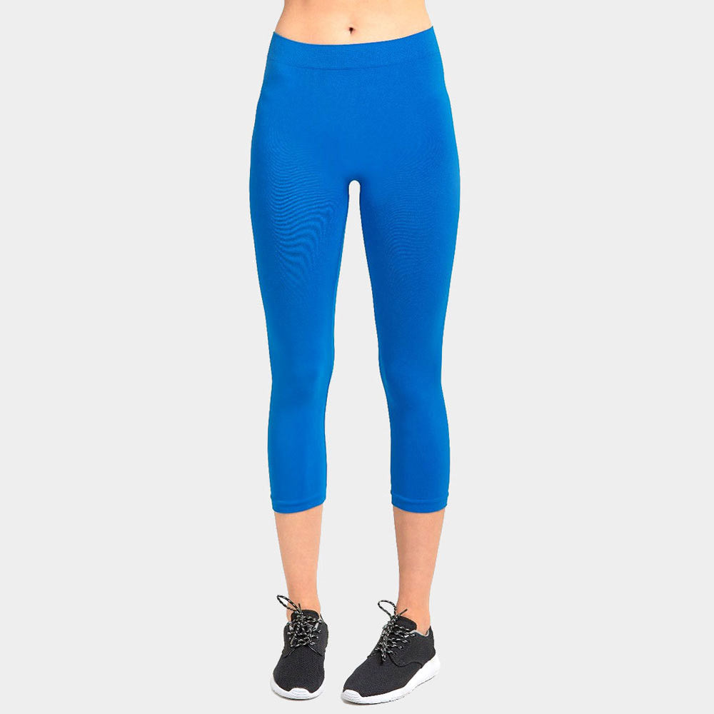 Madeline Love Turquoise Ladies Solid Capri Leggings - Apparel