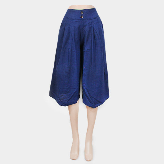 Madeline Love Navy Wide leg midi pants with buttons - Apparel