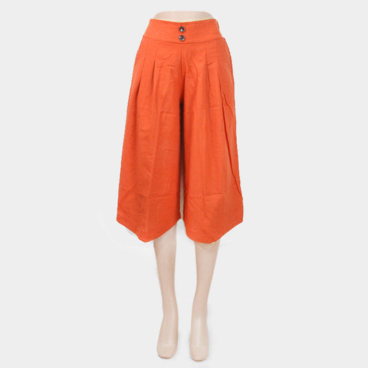 Madeline Love Orange Wide leg midi pants with buttons - Apparel
