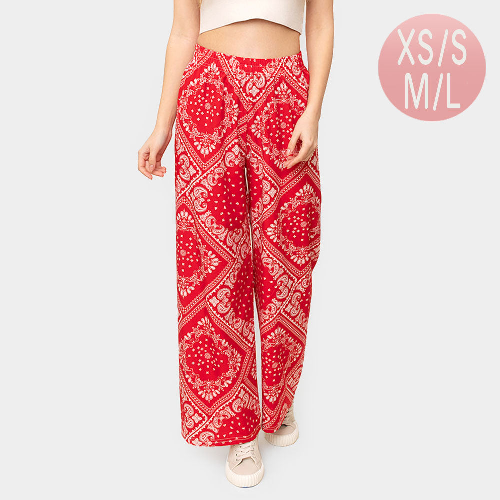 Madeline Love Red Paisley Print Pants - Apparel