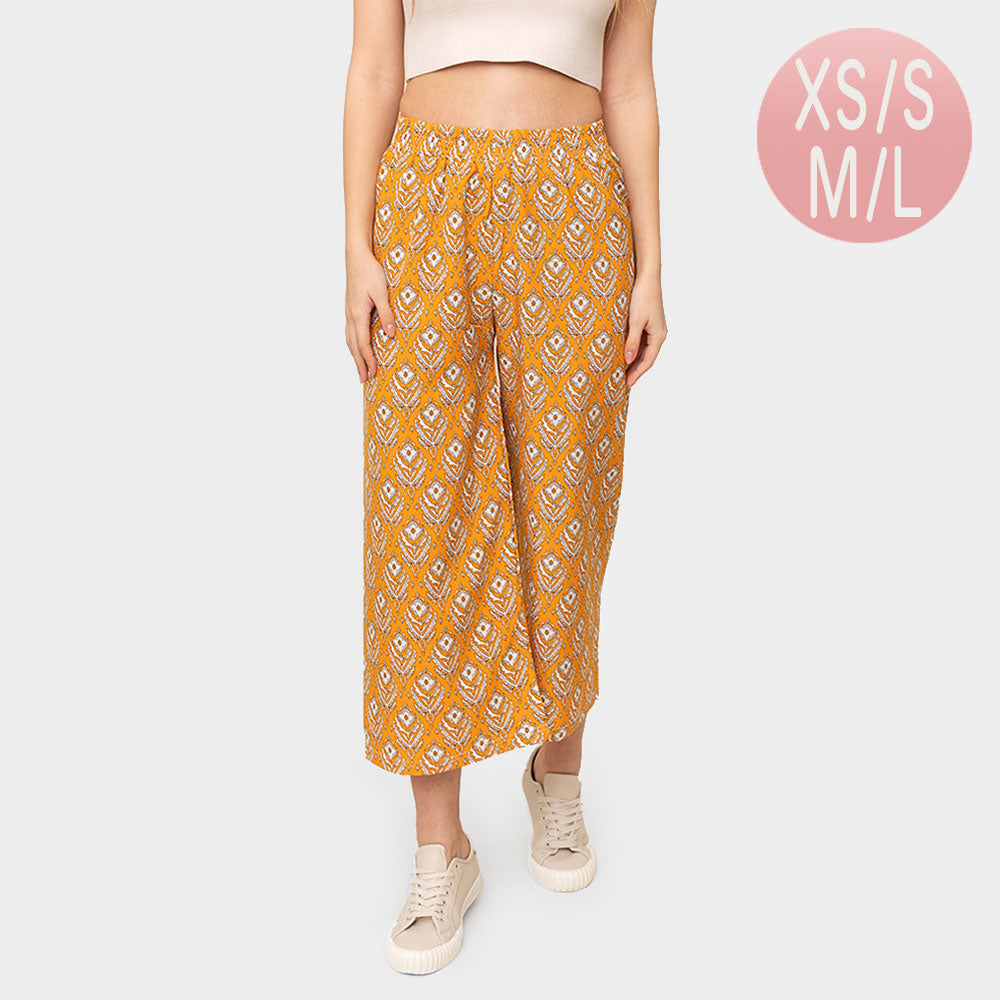 Madeline Love Yellow Floral Print Pants - Apparel