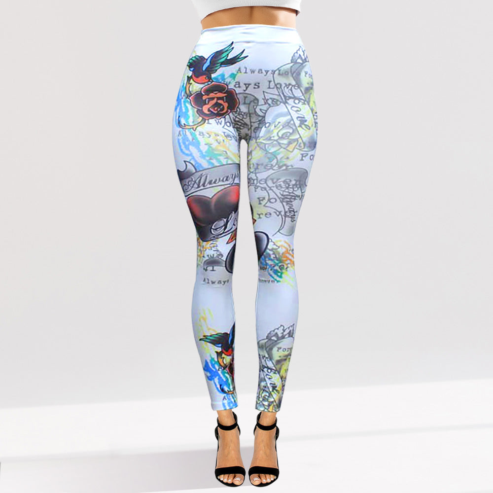 Madeline Love White Tattoo Inspired Graphic Printed High Waisted Leggings - Apparel
