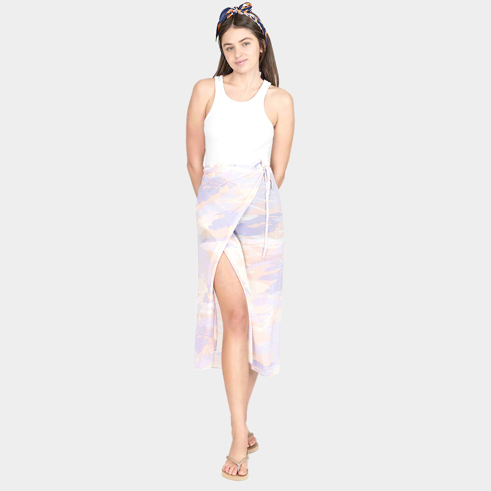 Madeline Love Pink, Purple Tie Dye Beach Cover Up Midi Wrap Skirt - Apparel