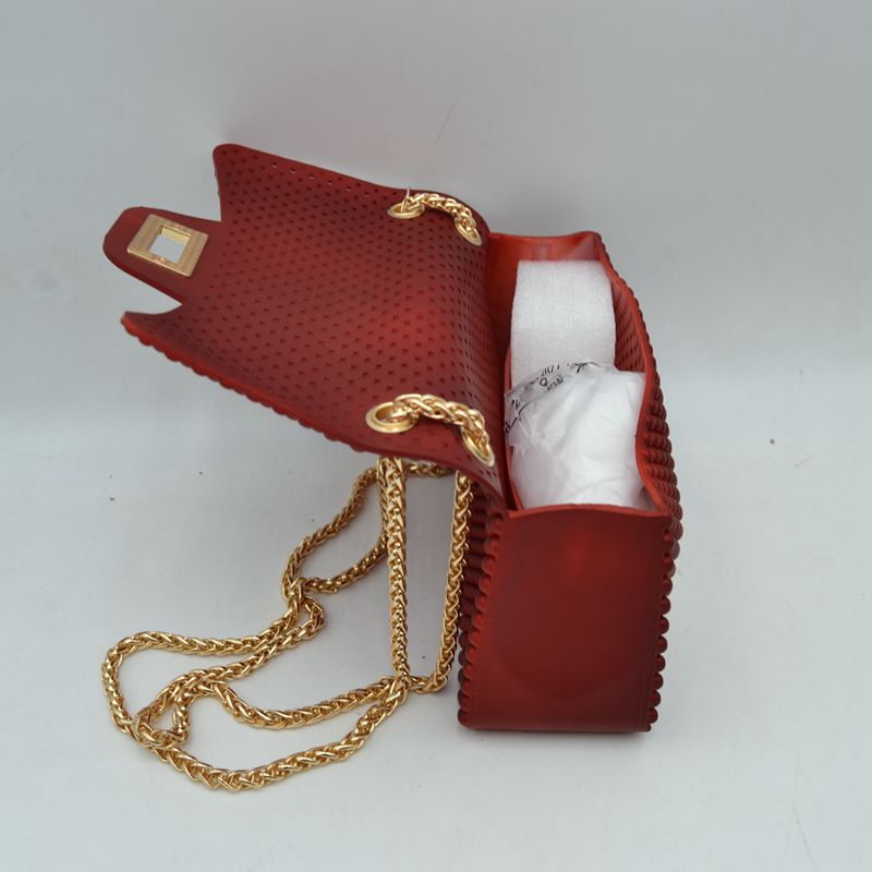 Textured Flap Shoulder Bag with Metallic Chain Strap - Shoulder Bag