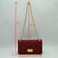 Textured Flap Shoulder Bag with Metallic Chain Strap - Shoulder Bag