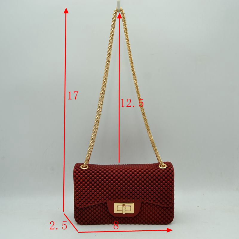Textured Flap Shoulder Bag with Metallic Chain Strap - Shoulder Bag