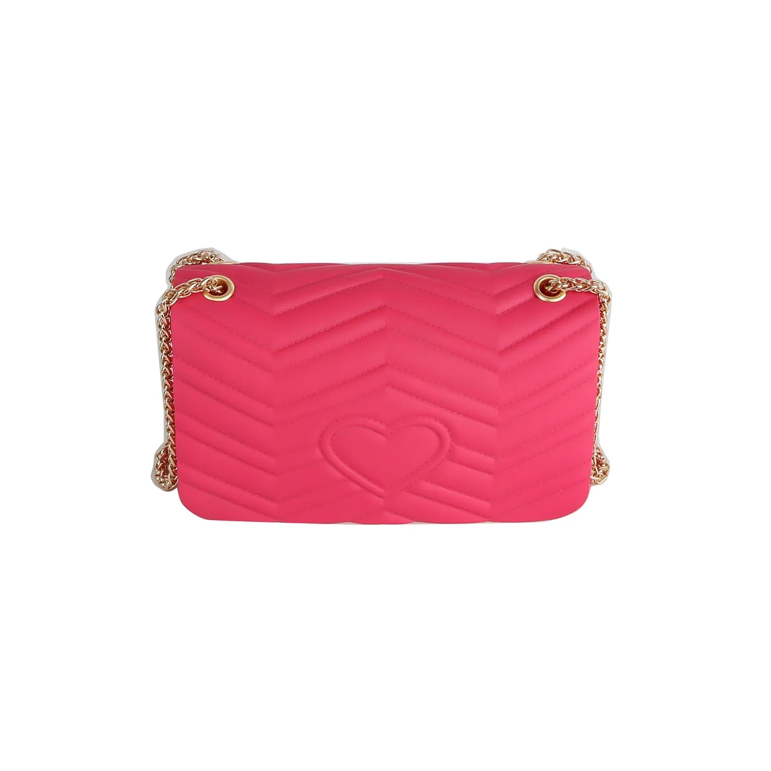 Chevron Quilted Flap Crossbody Bag with Chain Strap - Cross Body Bag