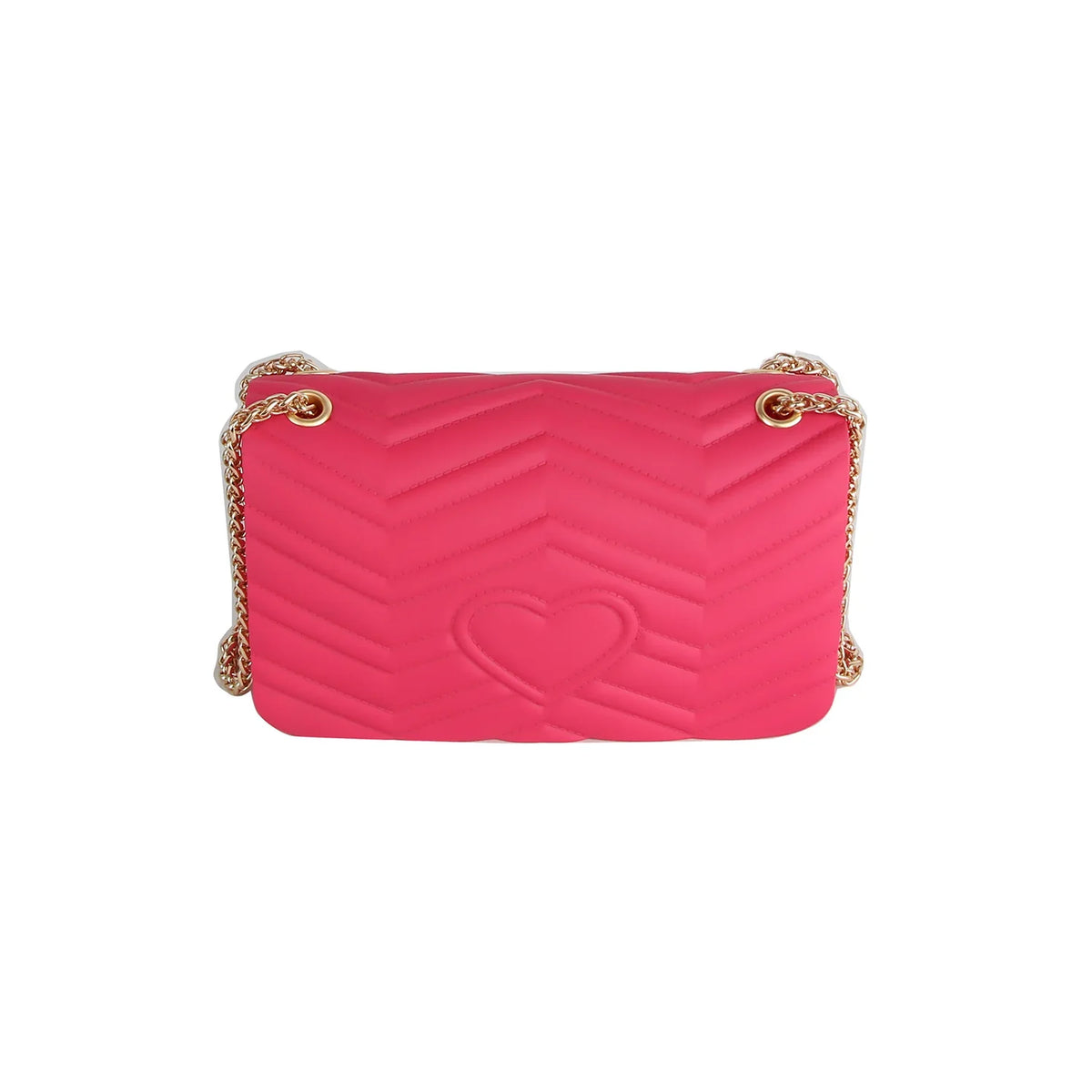 Chevron Quilted Flap Crossbody Bag with Chain Strap - Cross Body Bag