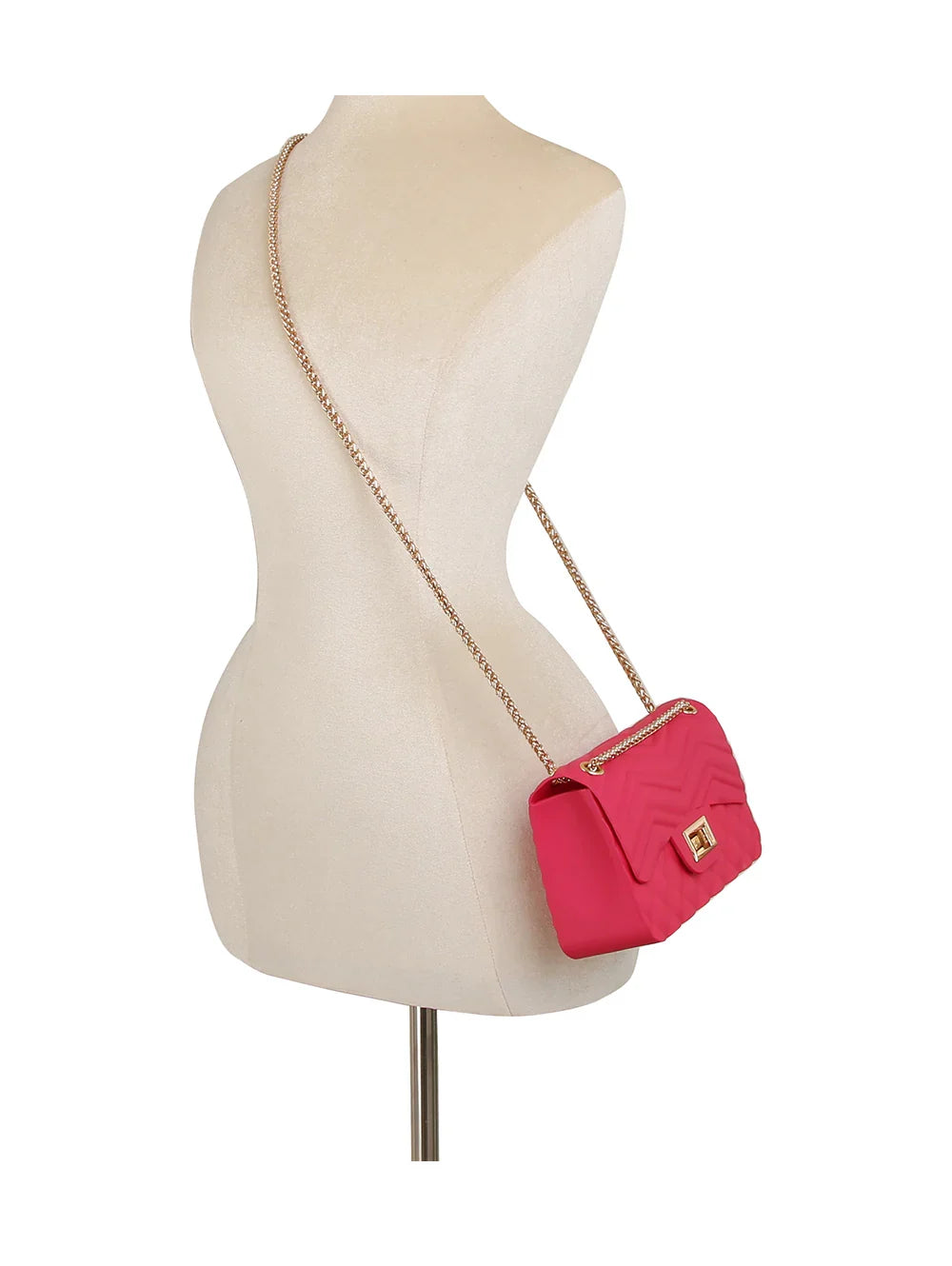 Chevron Quilted Flap Crossbody Bag with Chain Strap - Cross Body Bag