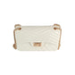 Chevron Quilted Flap Crossbody Bag with Chain Strap - Clear White - Cross Body Bag