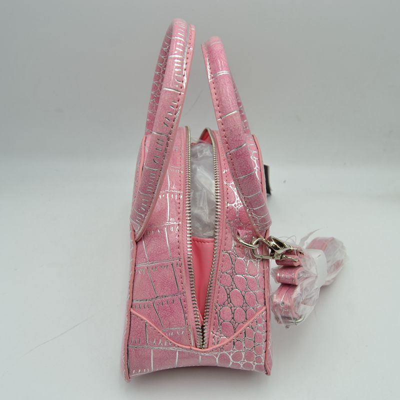 Embossed Dome Handbag with Top Handles and Adjustable Strap - Hand Bag