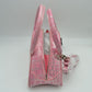 Embossed Dome Handbag with Top Handles and Adjustable Strap - Hand Bag
