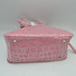Embossed Dome Handbag with Top Handles and Adjustable Strap - Hand Bag