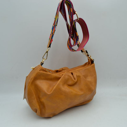 Vegan Leather Crossbody Bag with Guitar Strap - Crossbody Bags