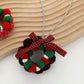 Multi Red, Bow Pom Pom Wreath Long Pendant Necklace
