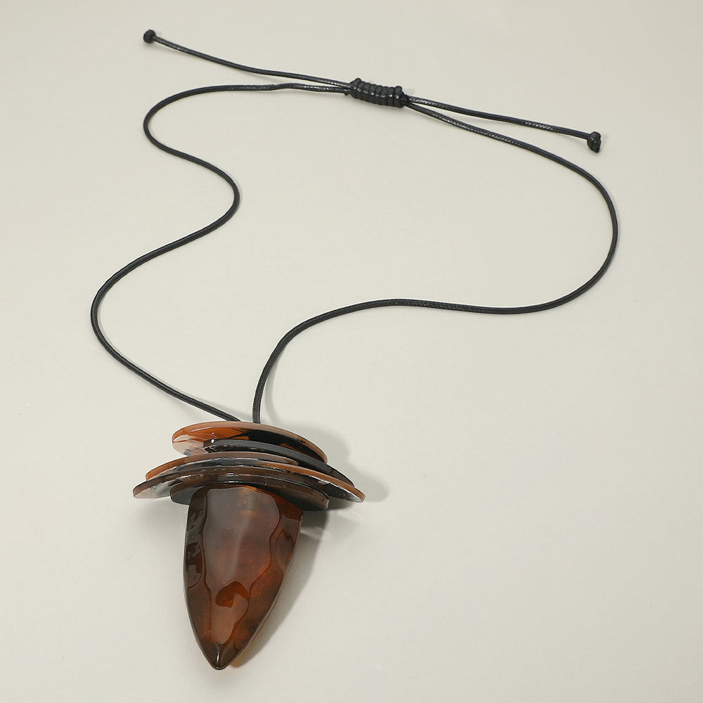 Madeline Love Brown Layered Resin Cone Pendant Adjustable Long Necklace - Necklaces
