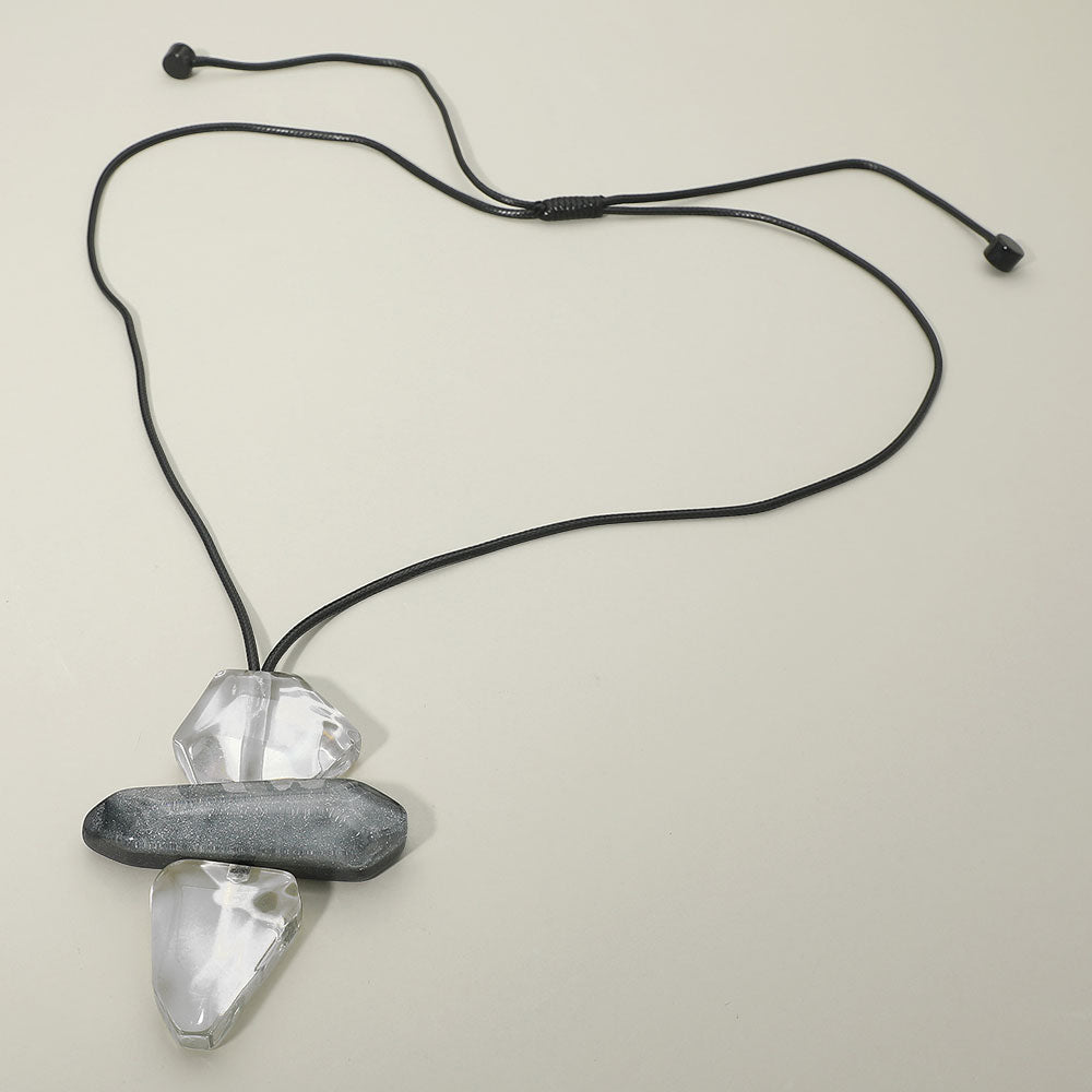 Madeline Love Clear Geometric Stackable Resin Pendant Adjustable Long Necklace - Necklaces