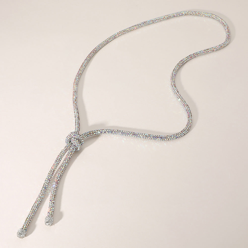 Madeline Love AB Bling Studded Knot Pointed Long Necklace