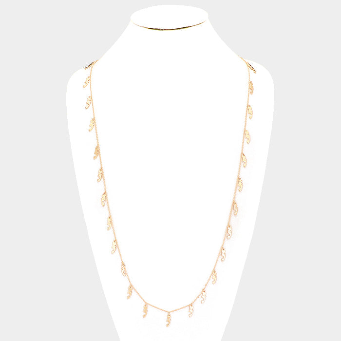 Gold Metal Seahorse Long Necklace
