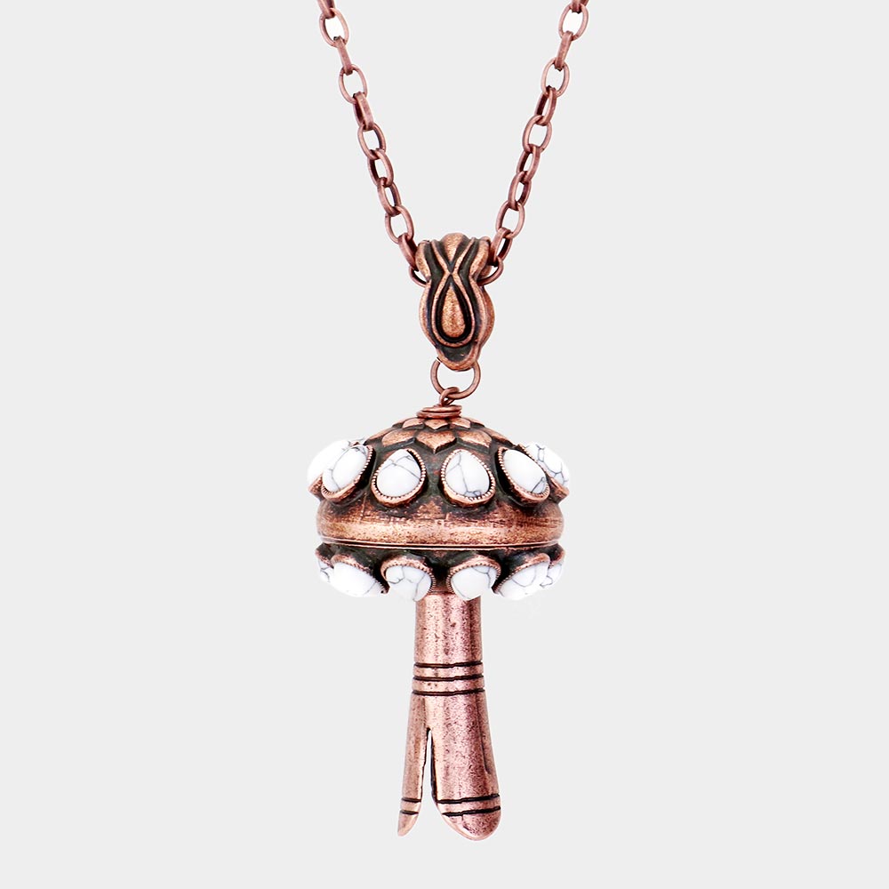 Madeline Love Copper, White Single Squash Blossom Pendant Necklace - Necklaces