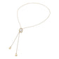 Madeline Love Cream, Gold Baroque Pearl Frame Accent Adjustable Bolo Tie Long Necklace - Necklaces - desc